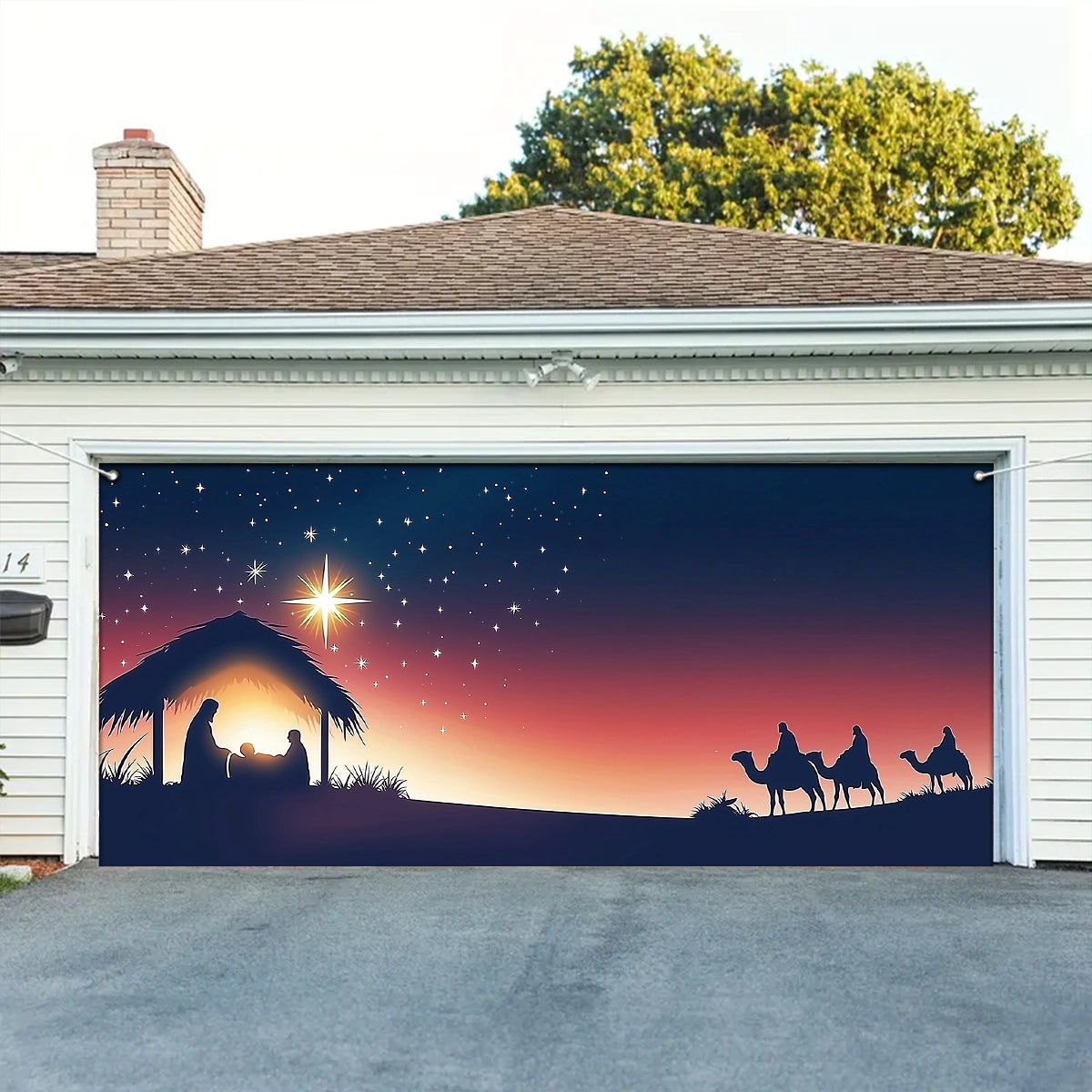 Shineful Garage Door Banner Decoration - The Holy Night's Gentle Glow