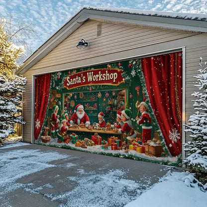 Shineful Garage Door Banner Decoration - Santa's Workshop Magic