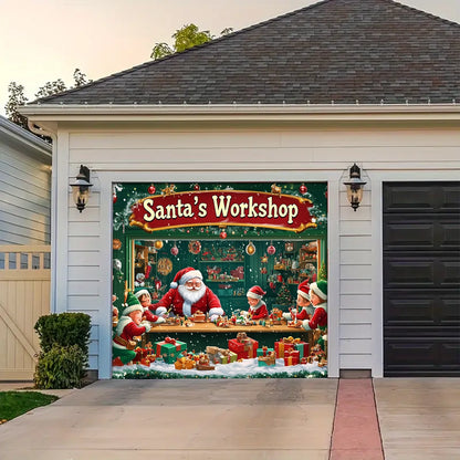 Shineful Garage Door Banner Decoration - Santa's Workshop Magic