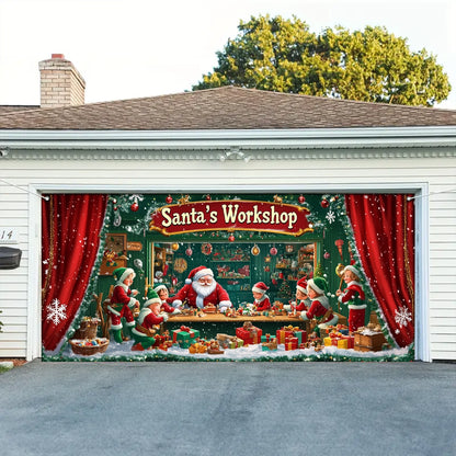 Shineful Garage Door Banner Decoration - Santa's Workshop Magic