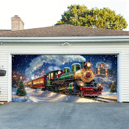 Shineful Garage Door Banner Decoration - Magical Holiday Express Santa’s Train Spreading Cheer on a Winter’s Eve