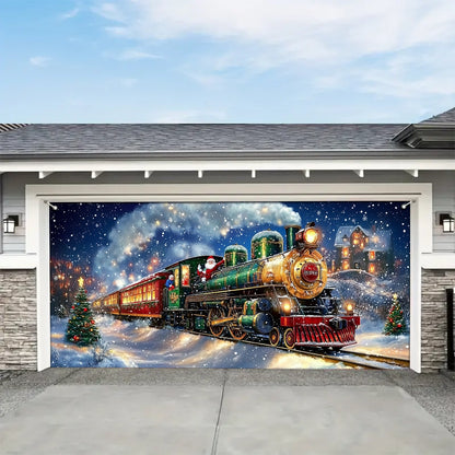 Shineful Garage Door Banner Decoration - Magical Holiday Express Santa’s Train Spreading Cheer on a Winter’s Eve