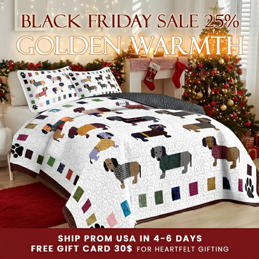 Shineful Quilt 3-Piece Set Dachshund Paws and Patches