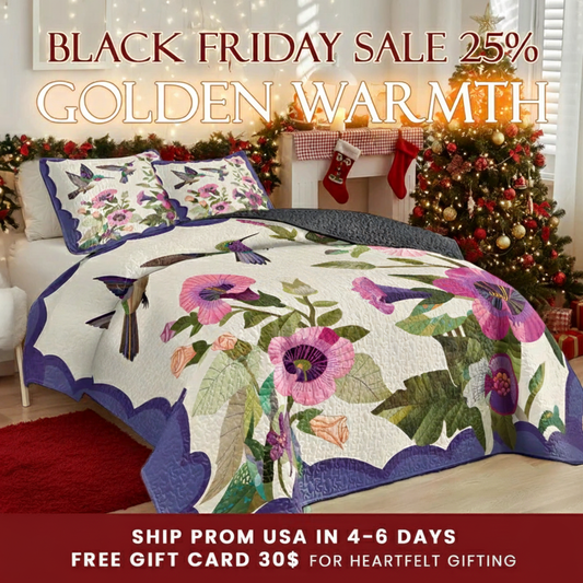 Shineful Quilt 3-Piece Set Hummingbird Garden