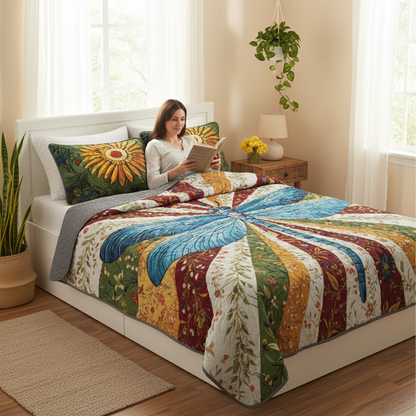 Shineful Quilt 3-Piece Set Dragonfly Bloom