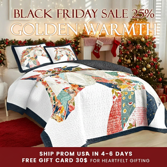Shineful Quilt 3-Piece Set Charming Floral Horse