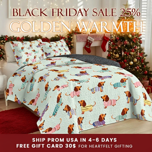 Shineful Quilt 3-Piece Set Colorful Dachshunds