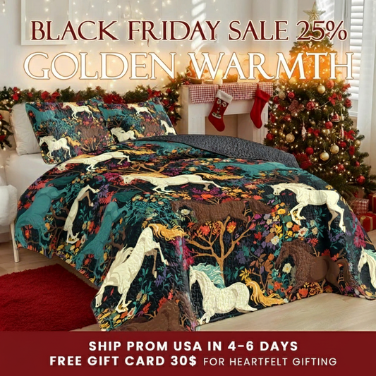 Shineful Quilt 3-Piece Set Horse Flower