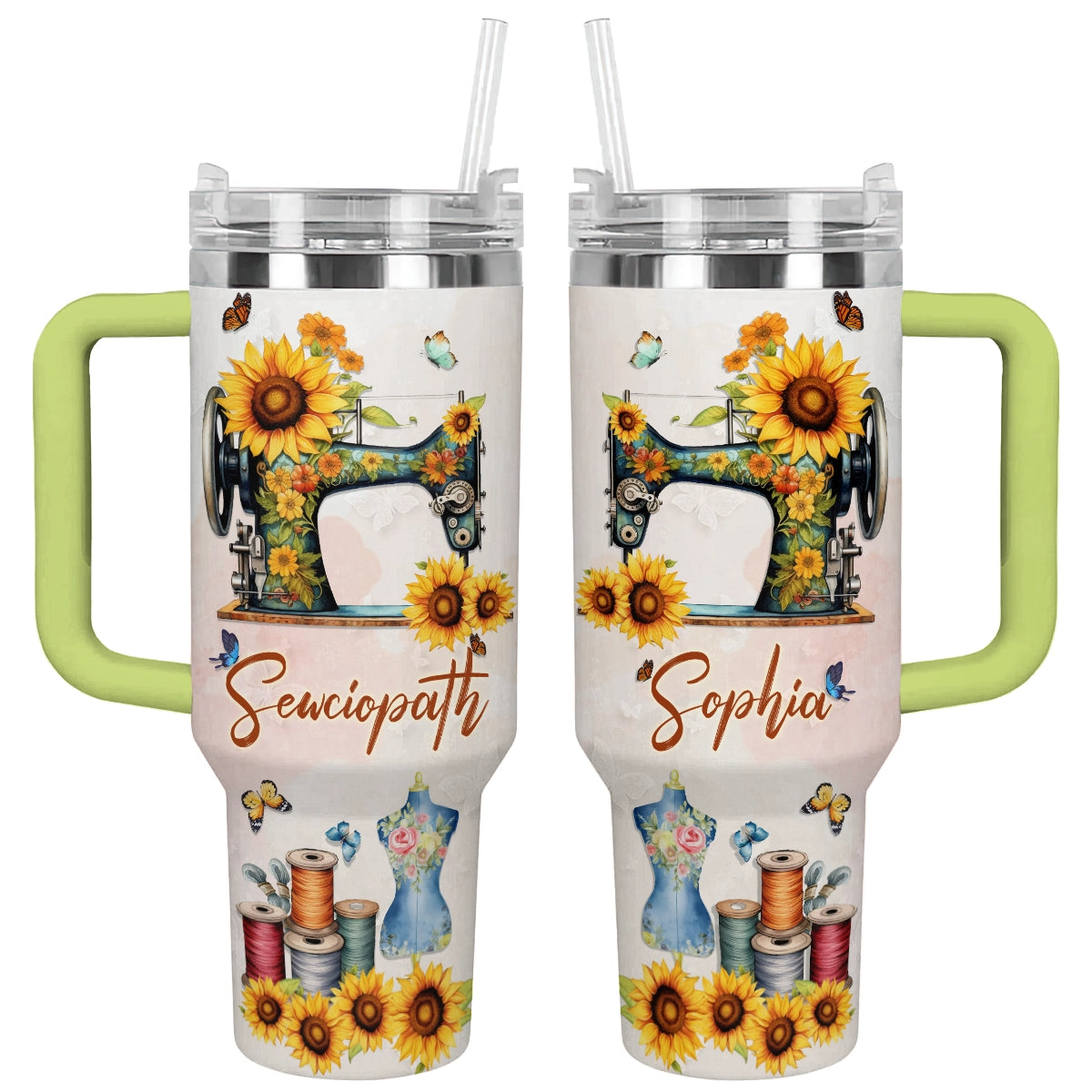 Shineful Tumbler Personalized Sewciopath Sunflower Sewing Machine