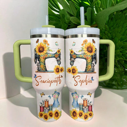 Shineful Tumbler Personalized Sewciopath Sunflower Sewing Machine