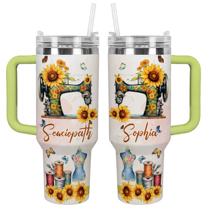 Shineful Tumbler Personalized Sewciopath Sunflower Sewing Machine