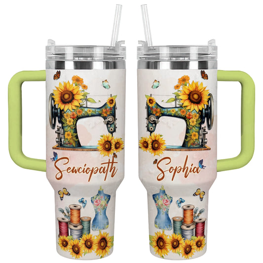 Shineful Tumbler Personalized Sewciopath Sunflower Sewing Machine