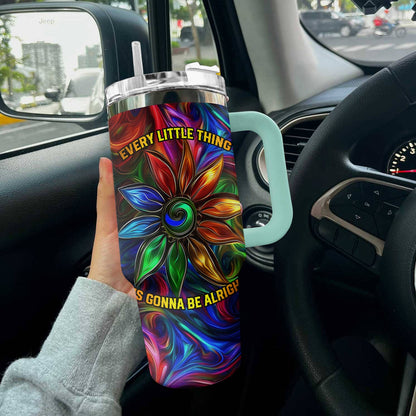 Hippie 40 Oz Shineful™ Tumbler Be Alright Tl10 Turquoise Blue 40Oz