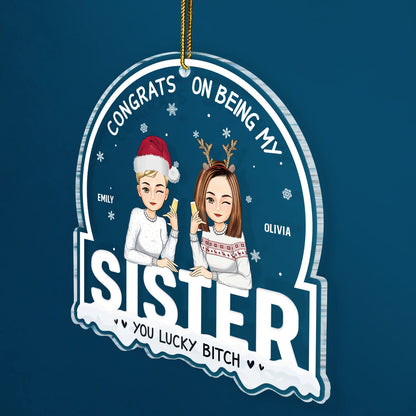 Shineful Christmas Congrats On Being My Besties Cartoon Drinking Personalized Ornament