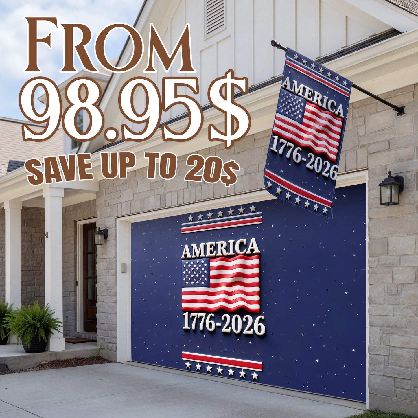 Shineful Bundle Garage and House Flag - America Years of Legacy