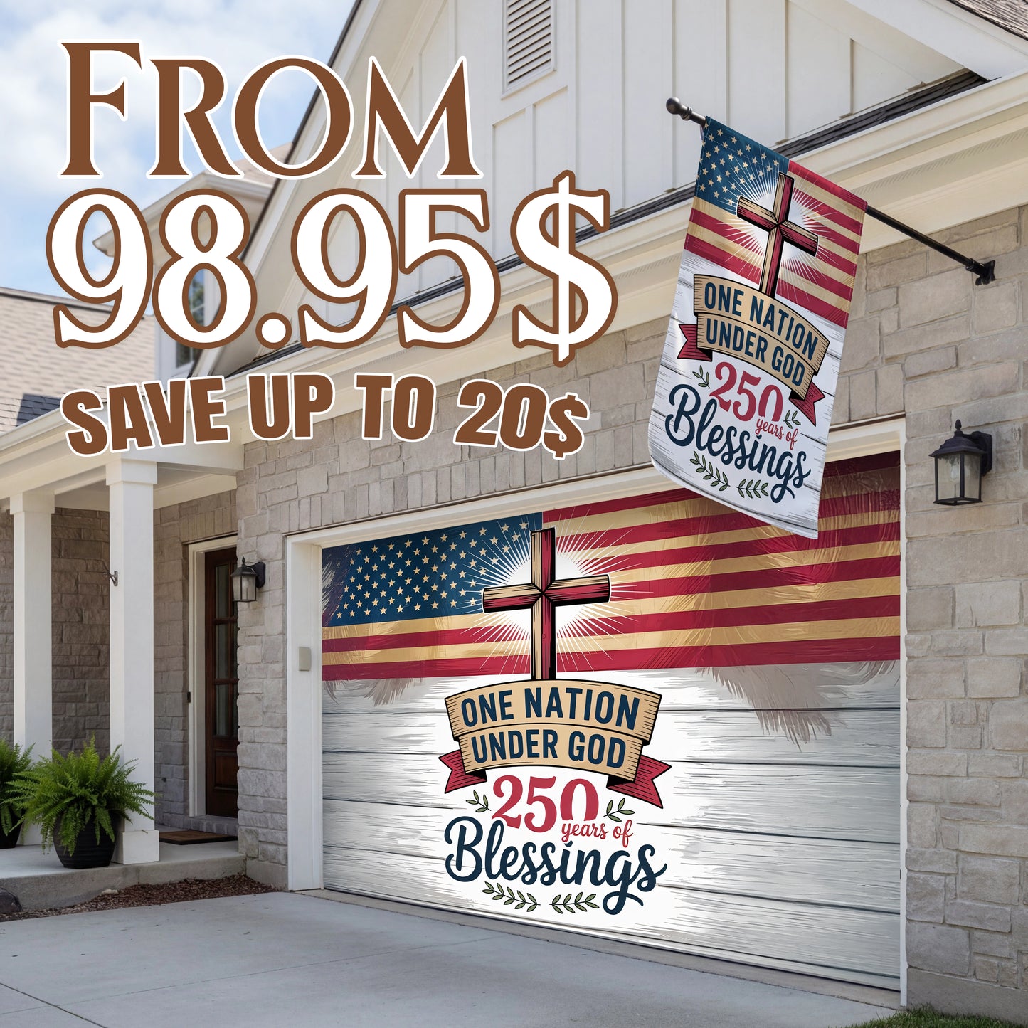 Shineful Bundle Garage and House Flag - Faith Over America