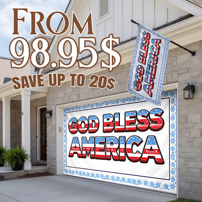 Shineful Bundle Garage and House Flag - God Bless America
