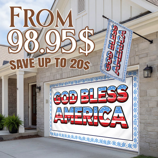 Shineful Bundle Garage and House Flag - God Bless America