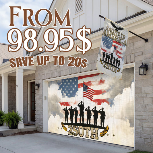 Shineful Bundle Garage and House Flag - Salute to America