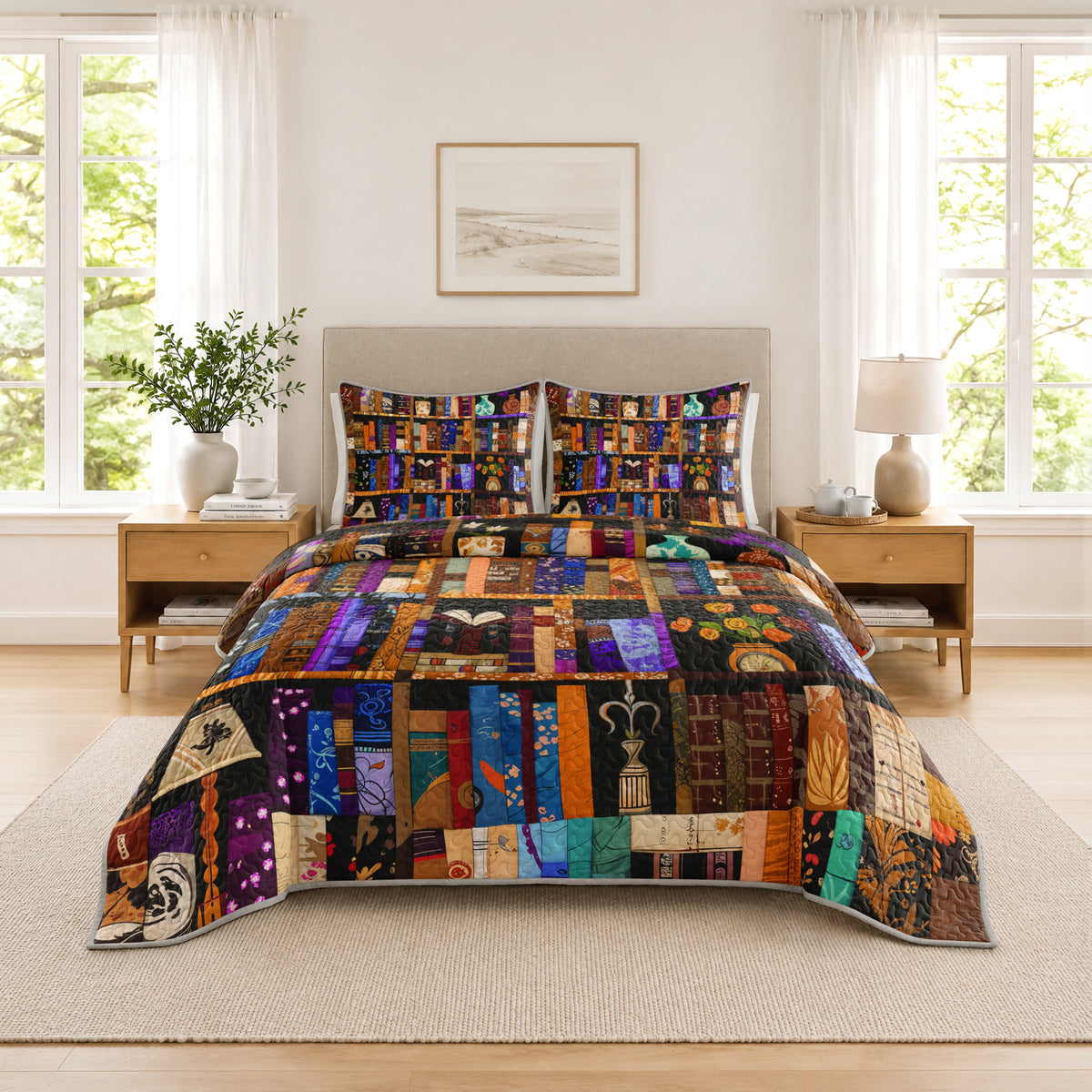 Shineful Quilt 3-Piece Set Library Dreams
