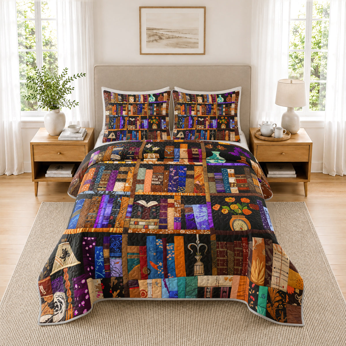 Shineful Quilt 3-Piece Set Library Dreams