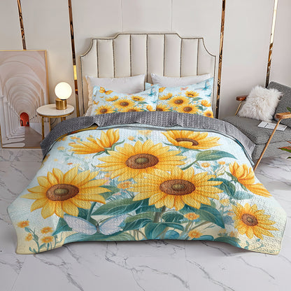 Shineful All Season Quilt 3-Piece Set Sunlit Bliss Sunflower
