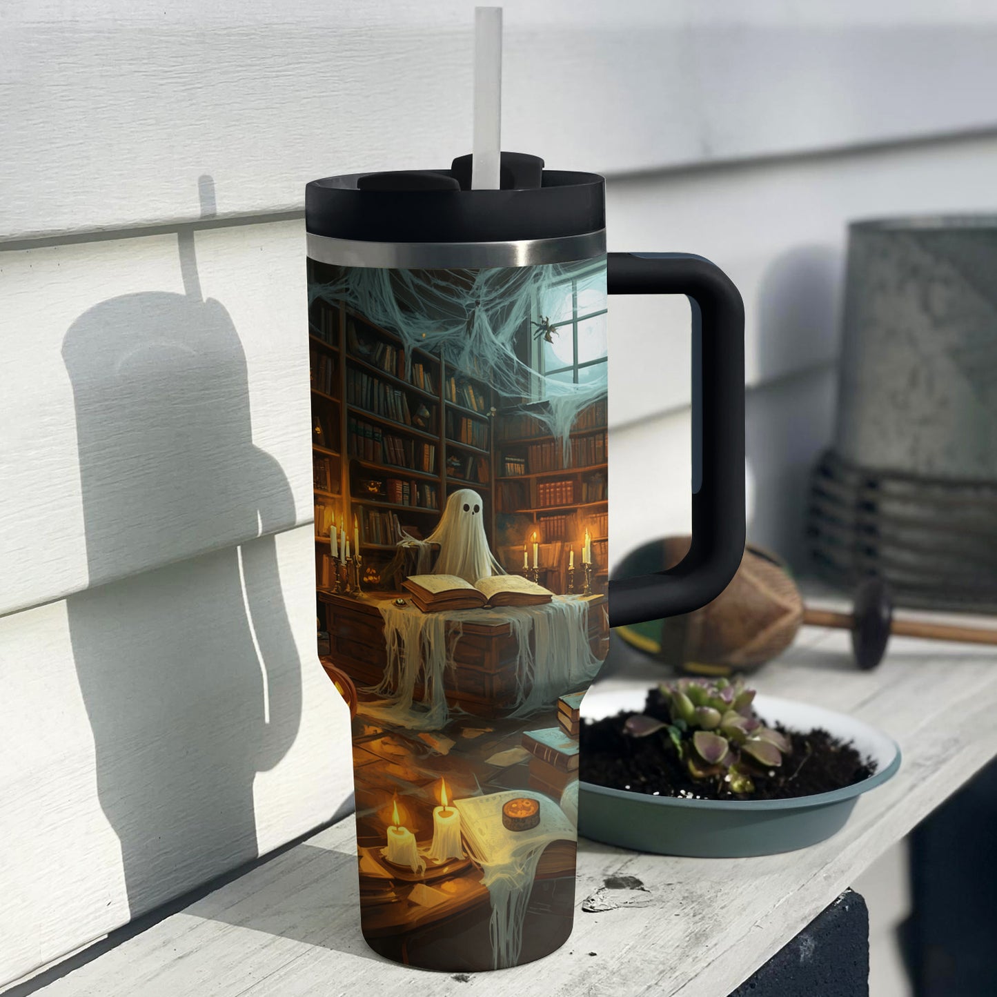 Shineful Tumbler Halloween Ghostly Library
