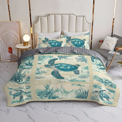 Shineful All Season Quilt 3-Piece Set Ocean Serenity Turtle