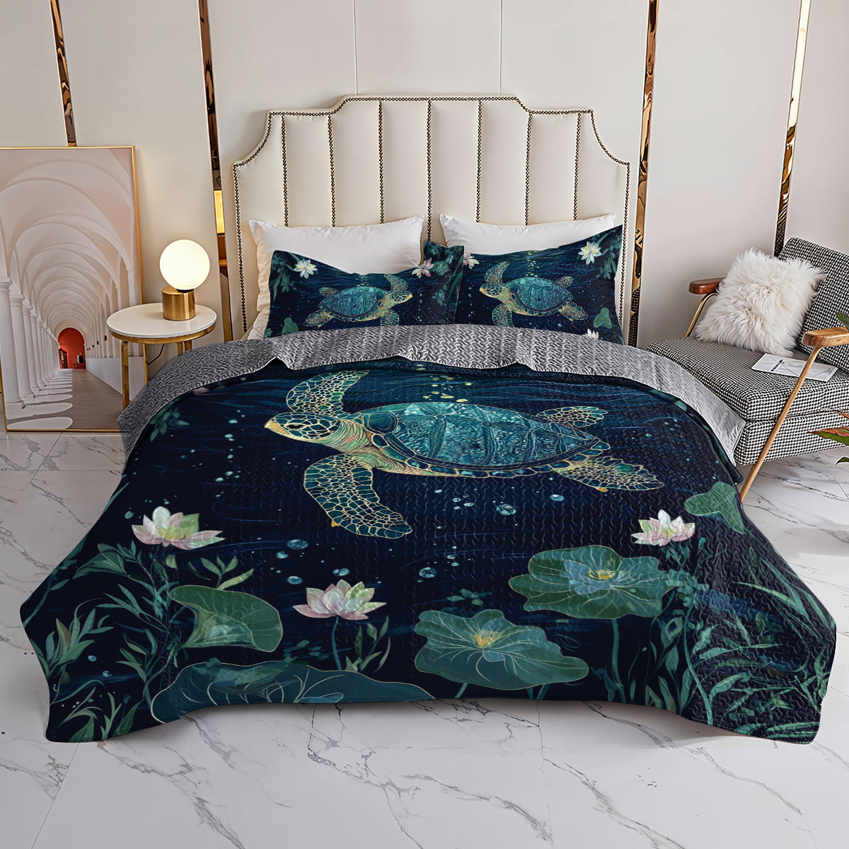 Shineful All Season Quilt 3-Piece Set Ocean Turtle