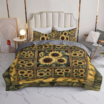 Shineful All Season Quilt 3-Piece Set Golden Sunflower Bliss