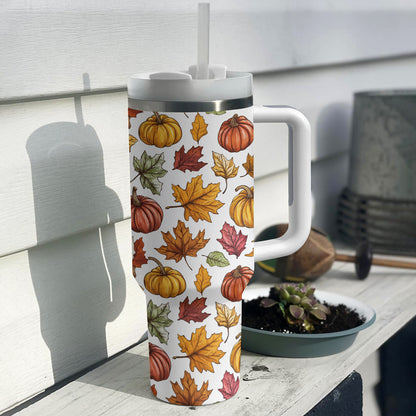 Shineful Tumbler Autumn Leaves & Pumpkins Pattern