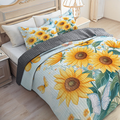 Shineful All Season Quilt 3-Piece Set Sunlit Bliss Sunflower