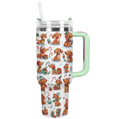 Shineful Tumbler Dachshund Christmas Pattern