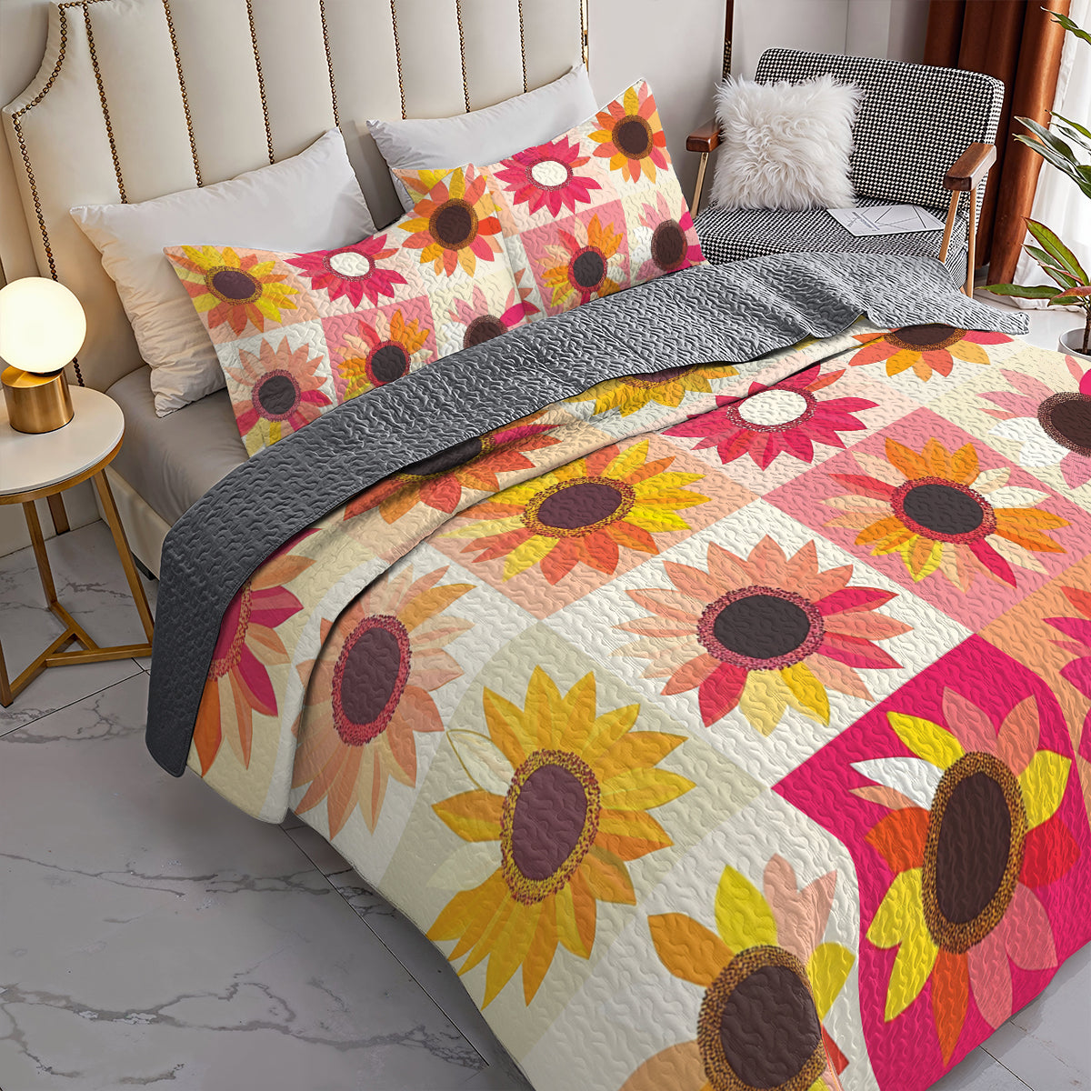 Shineful All Season Quilt 3-Piece Set Sunflower Bliss