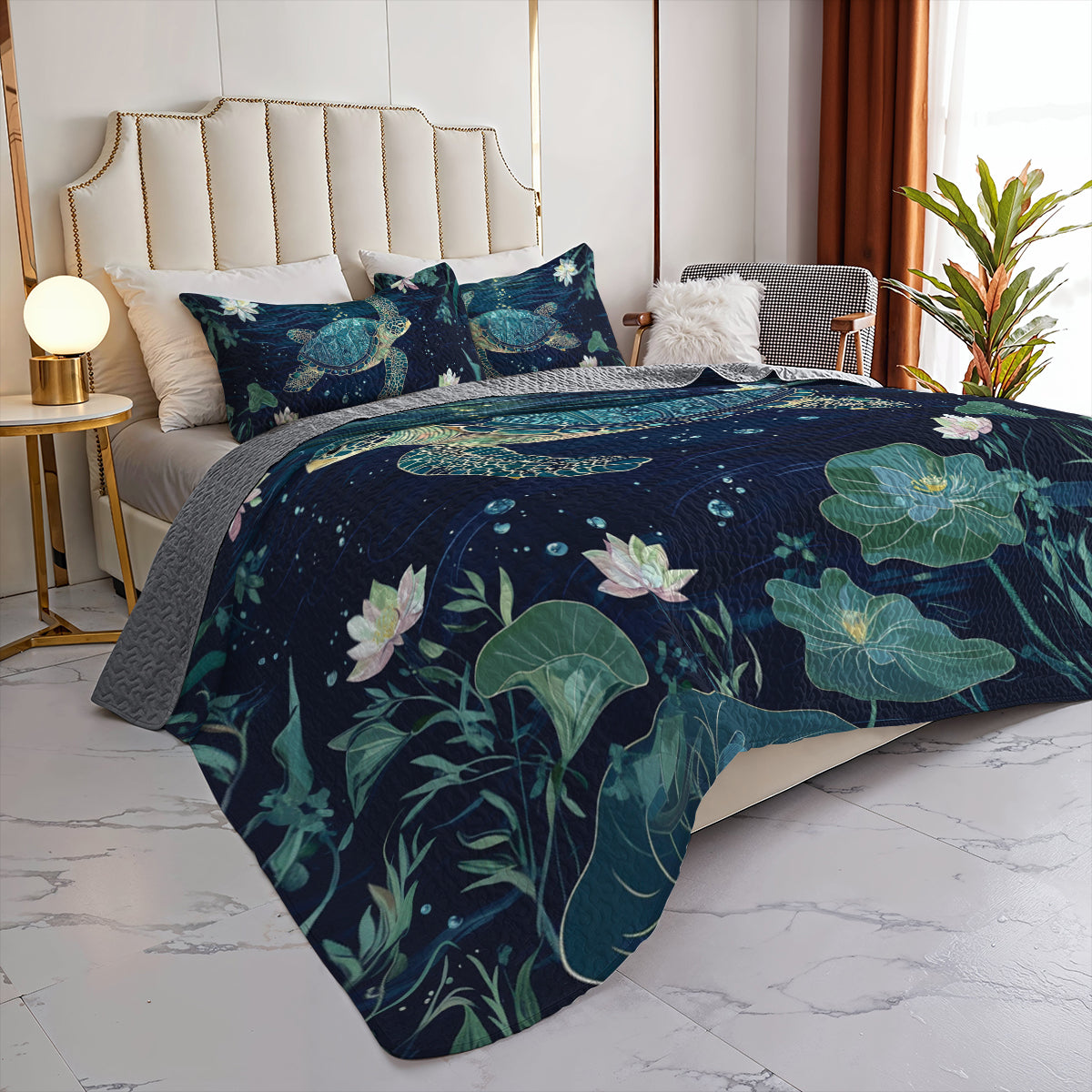 Shineful All Season Quilt 3-Piece Set Ocean Turtle
