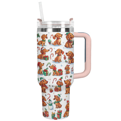 Shineful Tumbler Dachshund Christmas Pattern