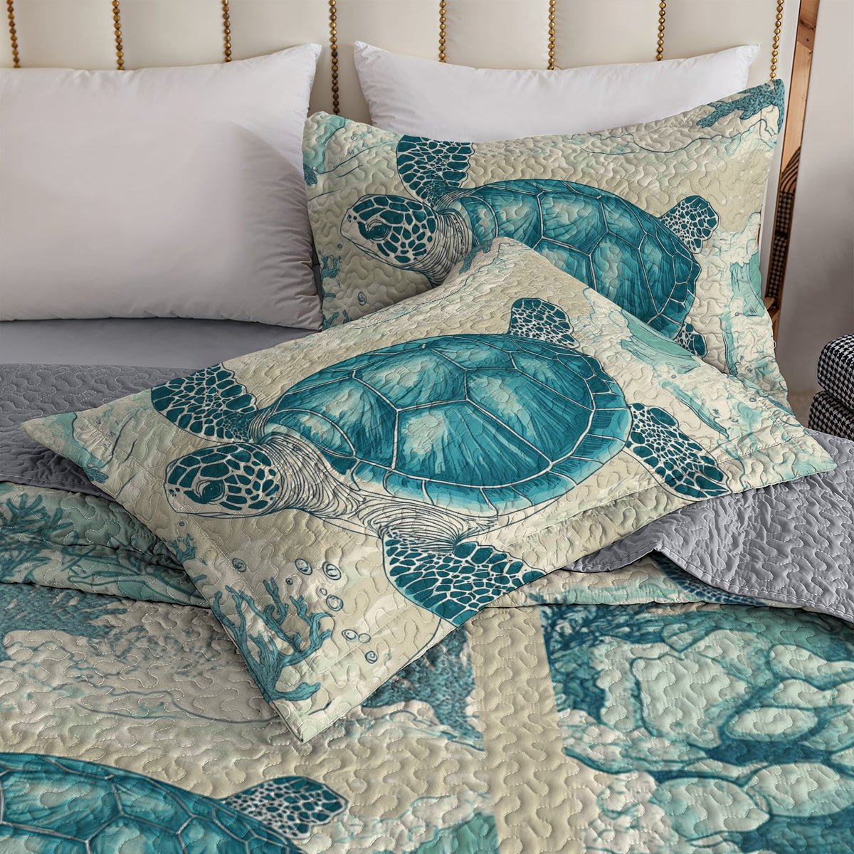 Shineful All Season Quilt 3-Piece Set Ocean Serenity Turtle