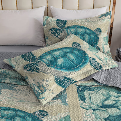 Shineful All Season Quilt 3-Piece Set Ocean Serenity Turtle