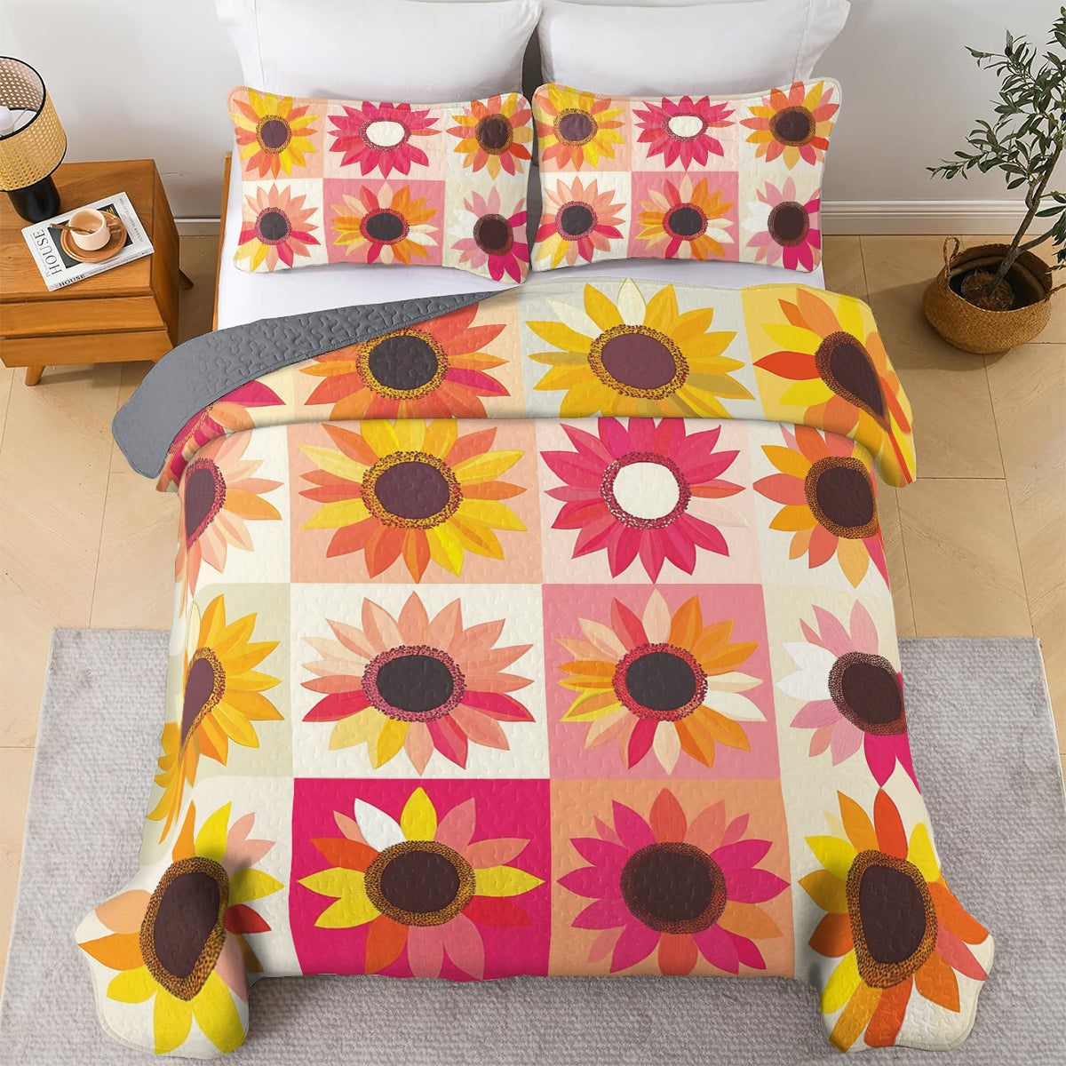 Shineful All Season Quilt 3-Piece Set Sunflower Bliss