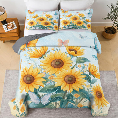Shineful All Season Quilt 3-Piece Set Sunlit Bliss Sunflower