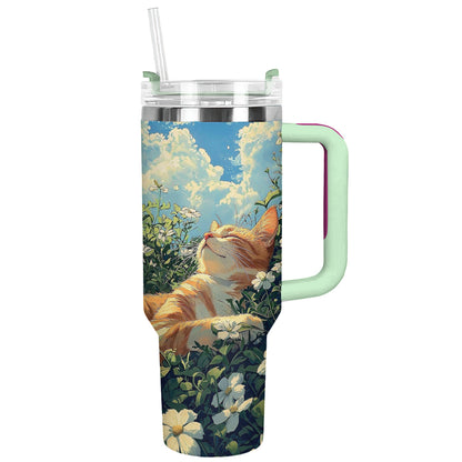 Shineful Tumbler Blissful Cat in the Meadow