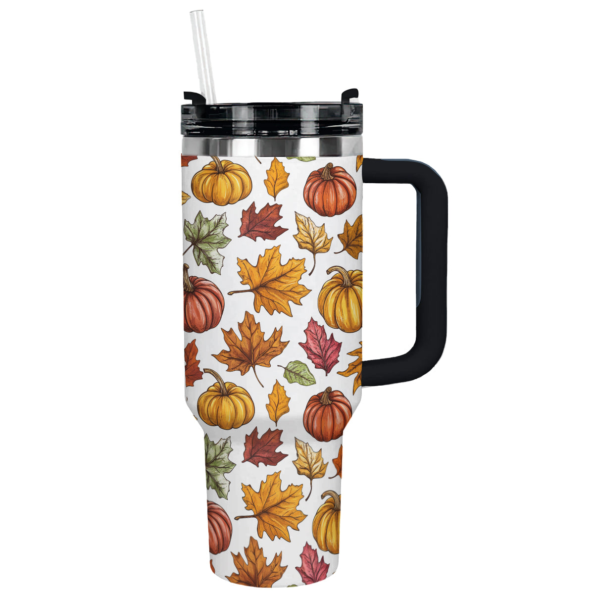 Shineful Tumbler Autumn Leaves & Pumpkins Pattern