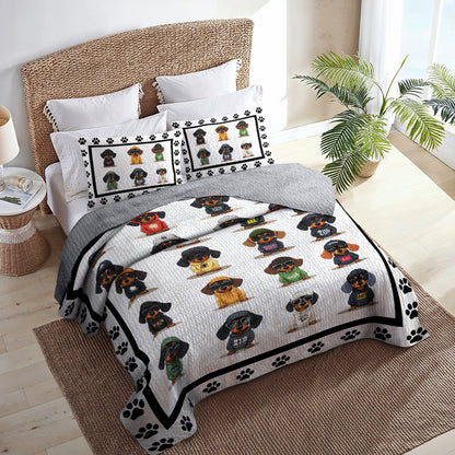Shineful All Season Quilt 3-Piece Set Cool Dachshund Paw