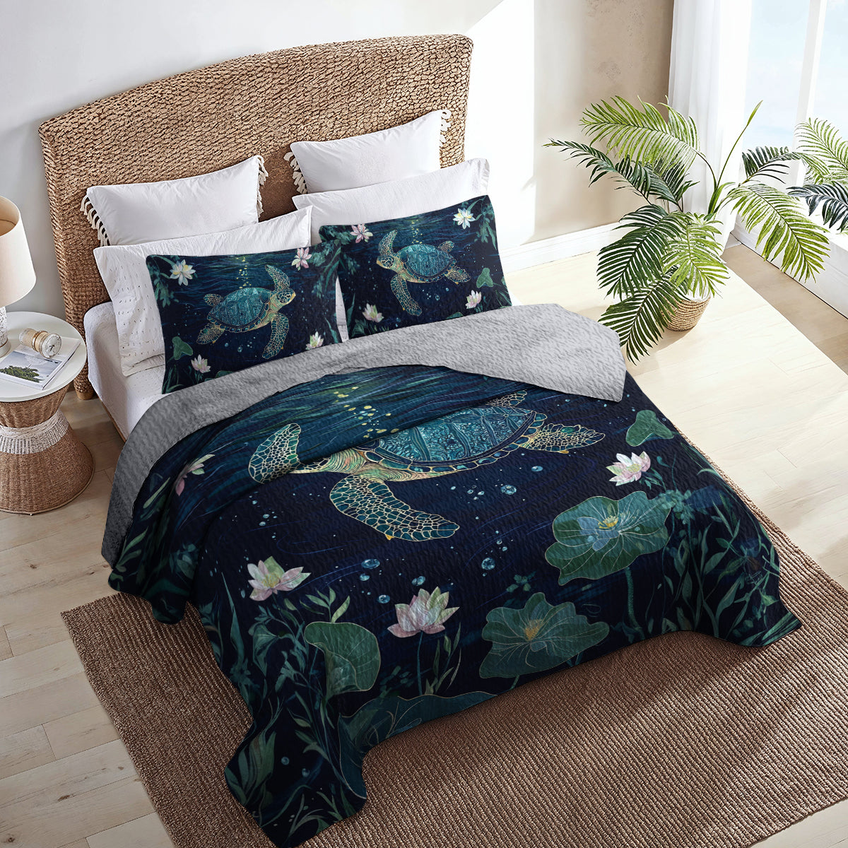 Shineful All Season Quilt 3-Piece Set Ocean Turtle