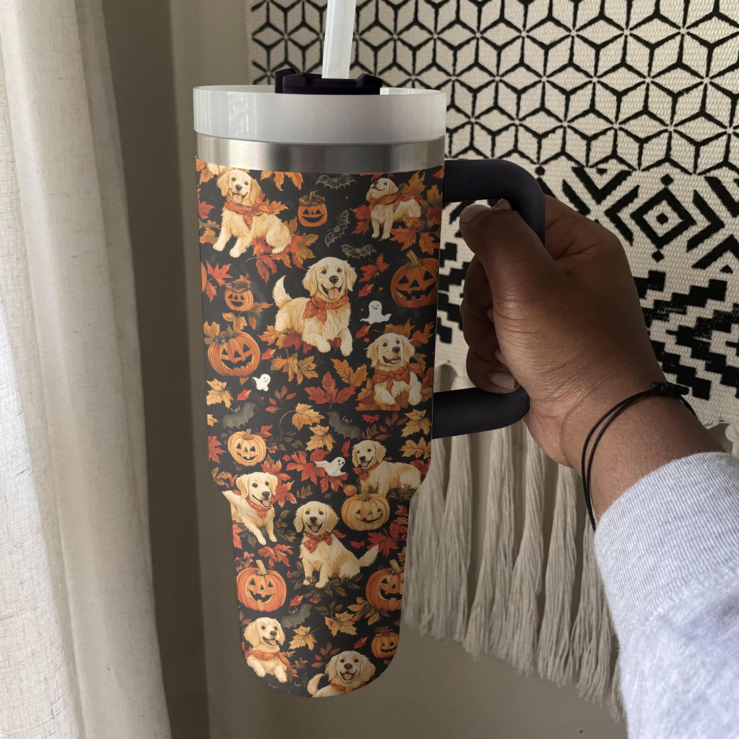 Shineful Tumbler Golden Howl On Halloween