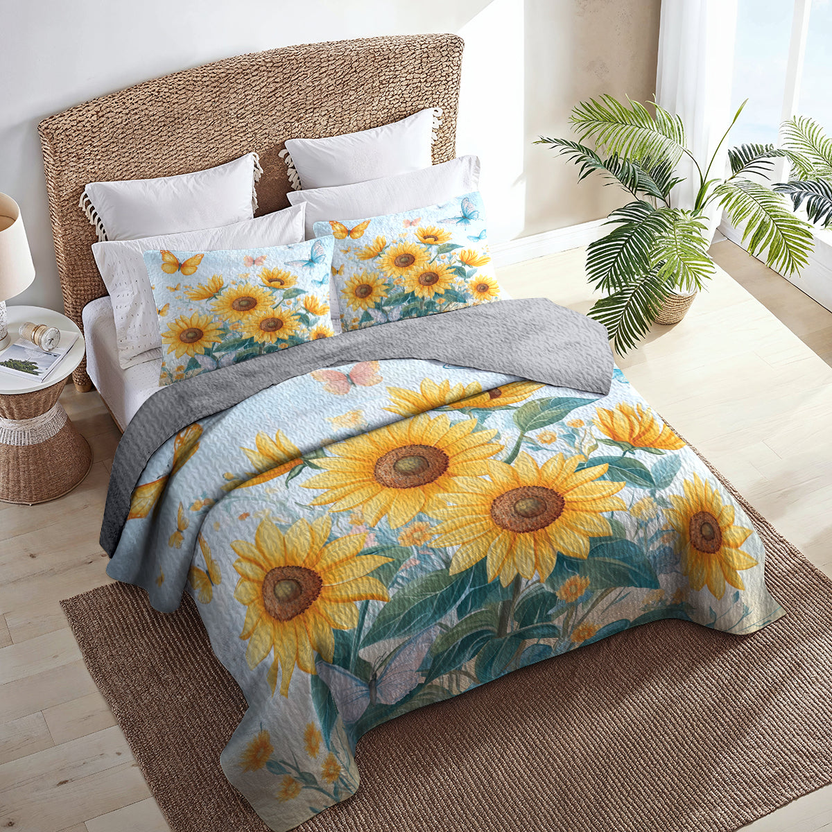 Shineful All Season Quilt 3-Piece Set Sunlit Bliss Sunflower