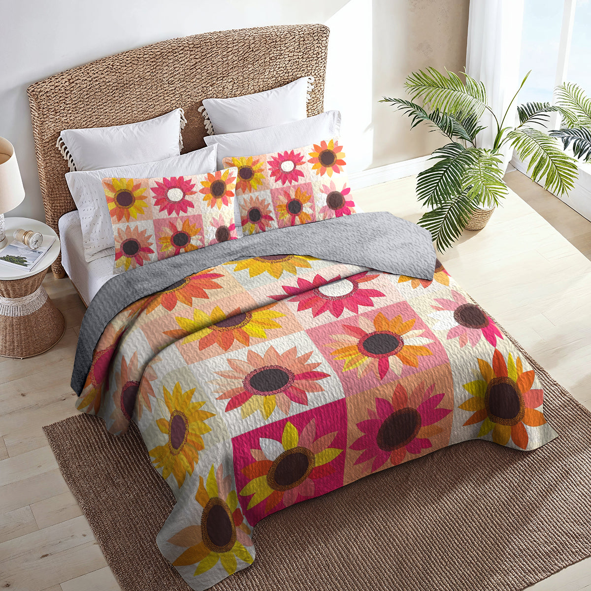 Shineful All Season Quilt 3-Piece Set Sunflower Bliss