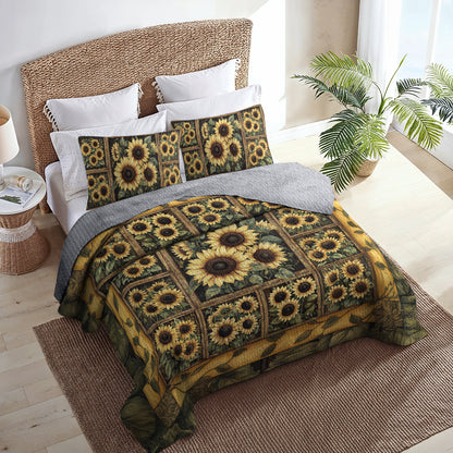 Shineful All Season Quilt 3-Piece Set Golden Sunflower Bliss