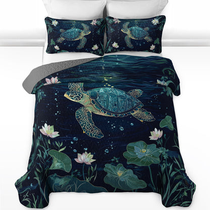 Shineful All Season Quilt 3-Piece Set Ocean Turtle
