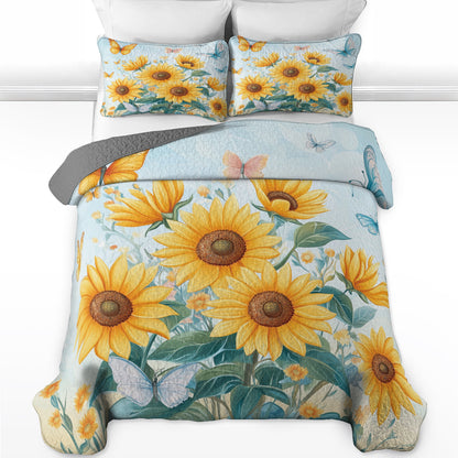 Shineful All Season Quilt 3-Piece Set Sunlit Bliss Sunflower